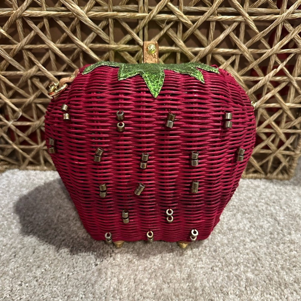 Betsey Johnson Woven Strawberry Crossbody Bag - Red and Green